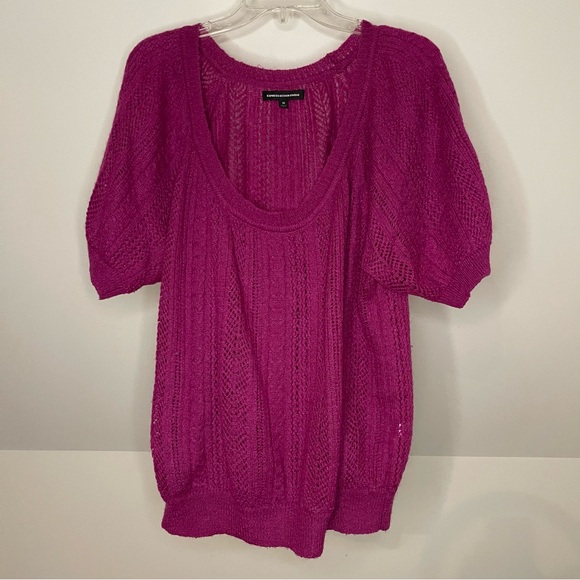 Express Design Studio Womens Mohair Wool Short Sleeve Knit Sweater Blouse, Sz M - Picture 1 of 7